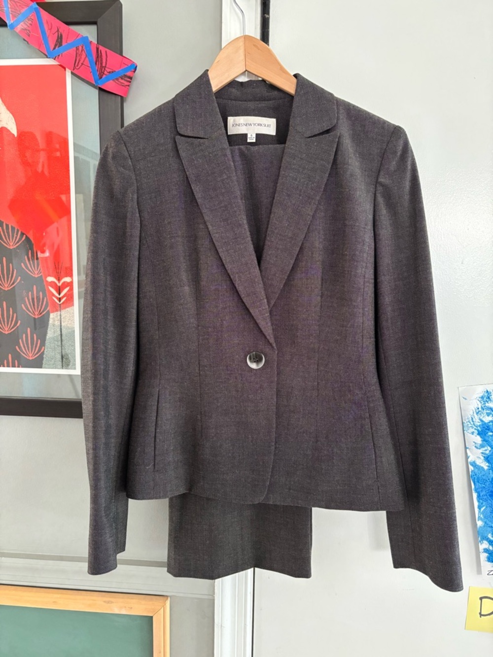 Jones New York Gray Textured Blazer & pant set | women’s suit